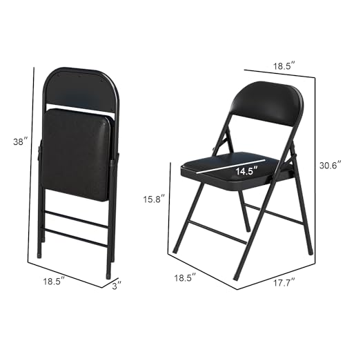4 Pack Folding Chairs with Padded Cushion & Back (Black) S9965