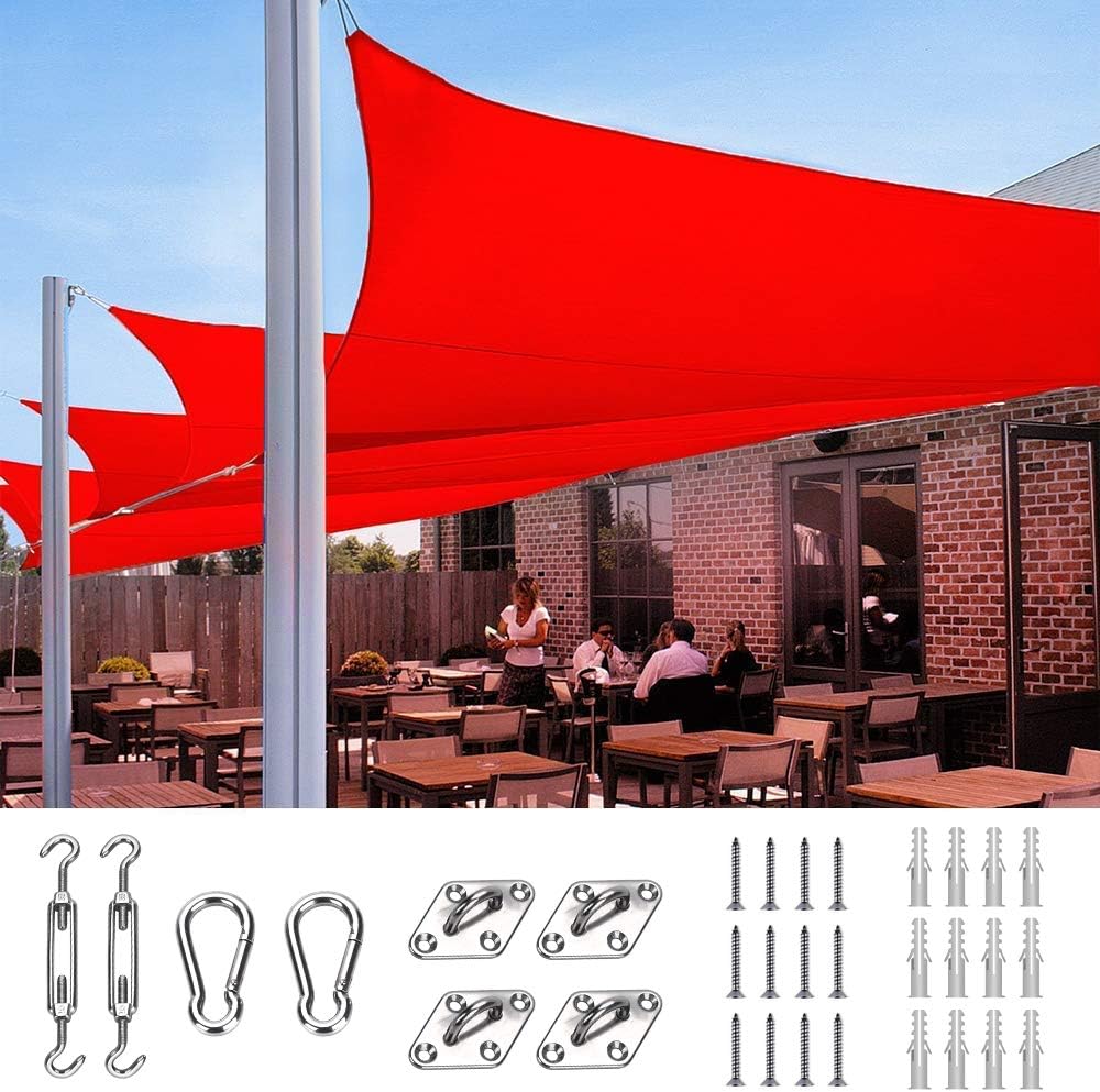20X20FT 185G HDPE Square Sun Shade Sail Canopy J6254