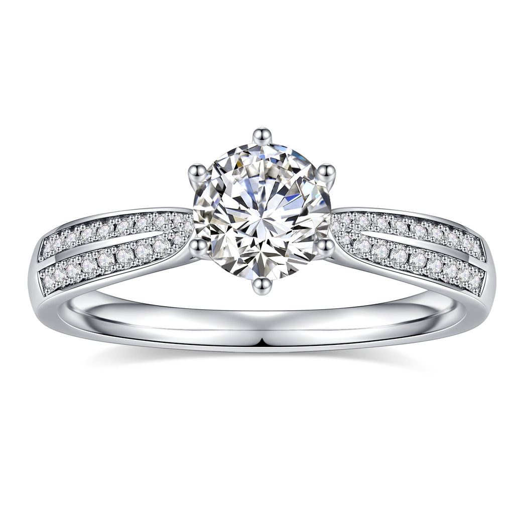 925 Sterling Silver Six-Prong Round Cut Engagement Ring S411144