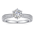 925 Sterling Silver Six-Prong Round Cut Engagement Ring S411144