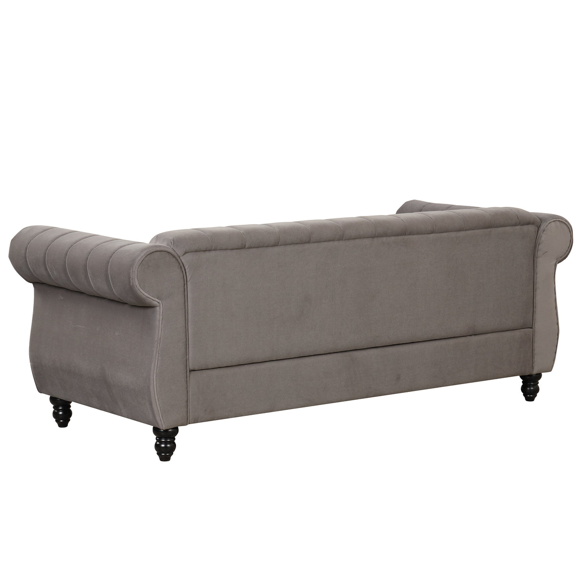 Gray Buttoned Tufted Sofa with Solid Wood Legs E262