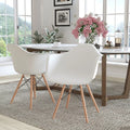 2 Pack Plastic Chair with Wooden Legs White F2234