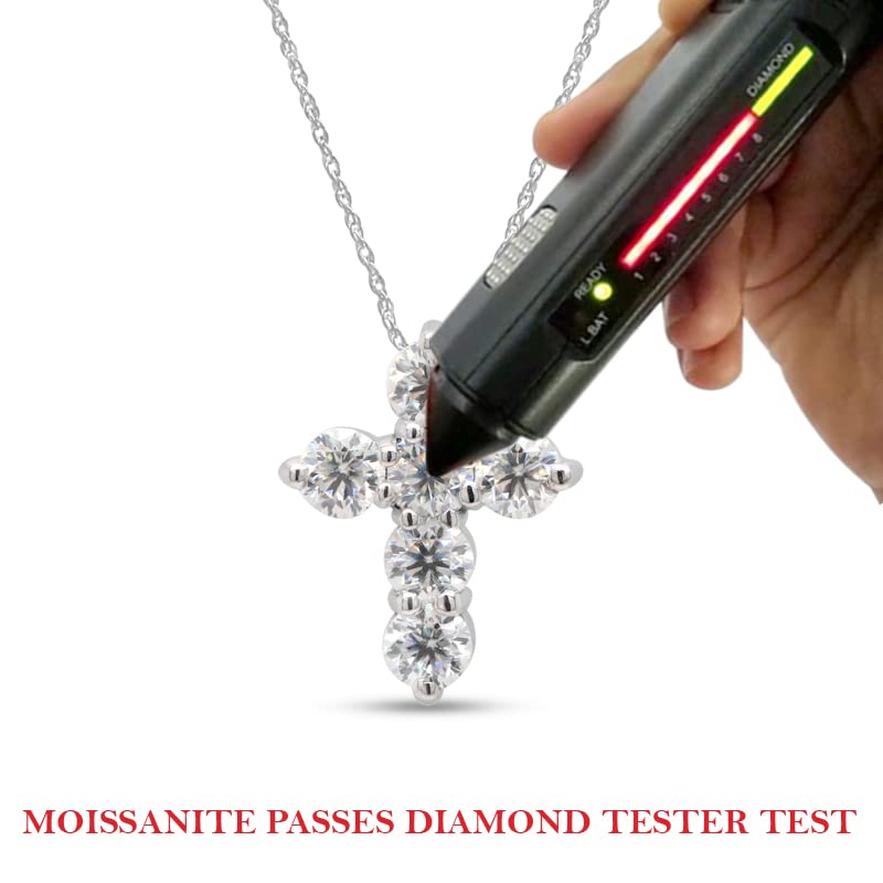 1/2 Carat Round Cut Lab Created Moissanite Diamond Cross Pendant Necklace In 14K Gold Over Sterling Silver With 18" Chain S540290