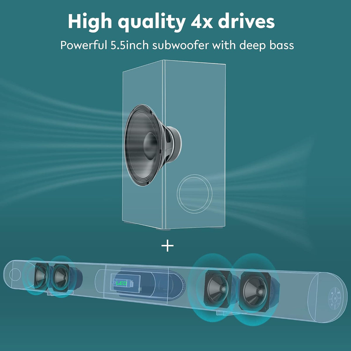 28-INCH 120W Sound Bar with Subwoofer G77894