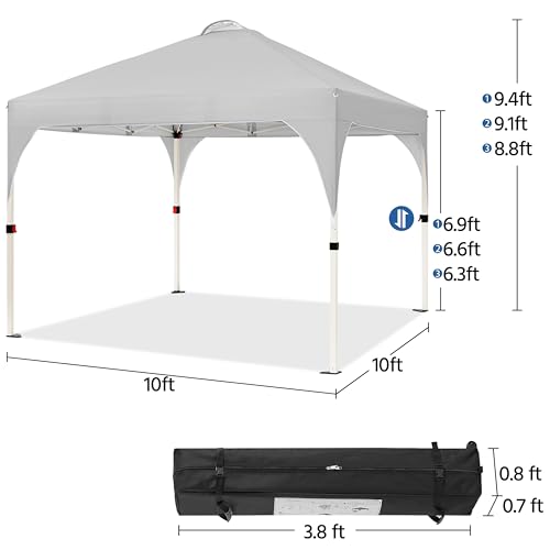 10x10 Pop Up Canopy Tent with Wheeled Bag, White I683216