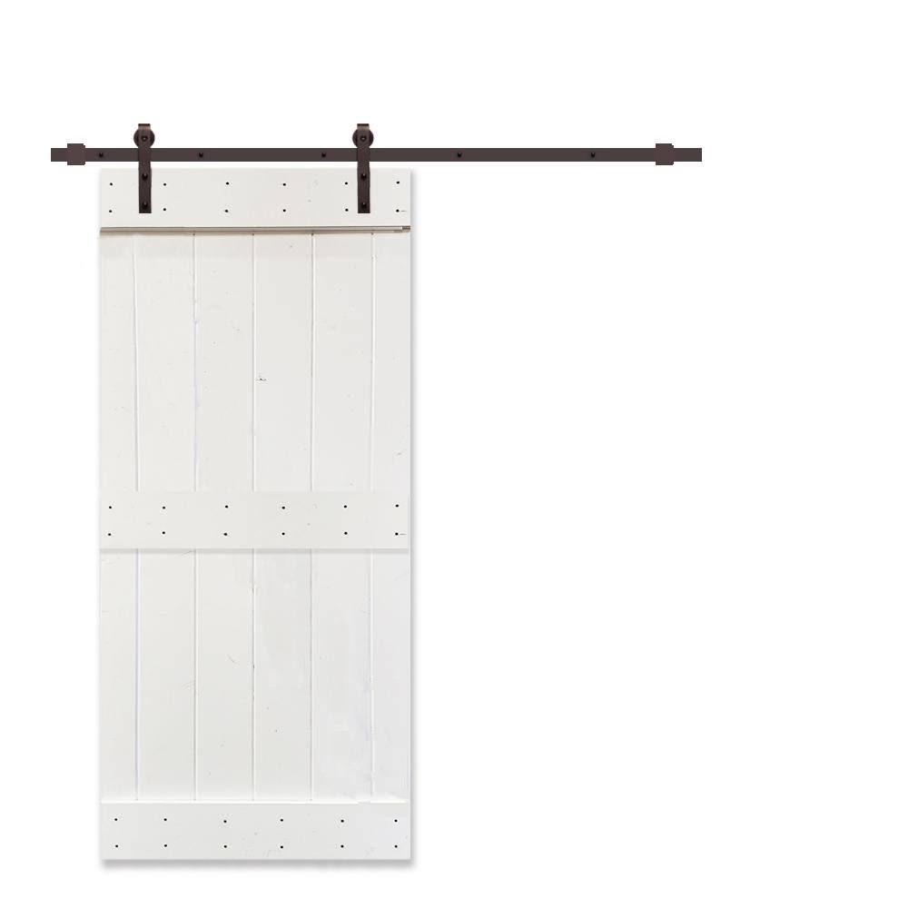 White Stained 2 Panel Barn Door with Sliding Hardware J281