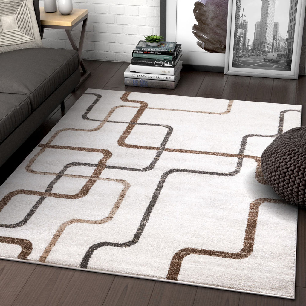 Ivory Vintage Geometric Area Rug B413493