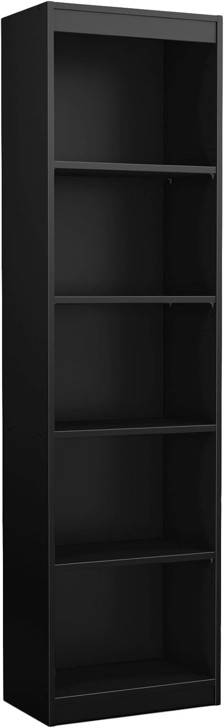 Pure Black 5-Shelf Narrow Bookcase D8922