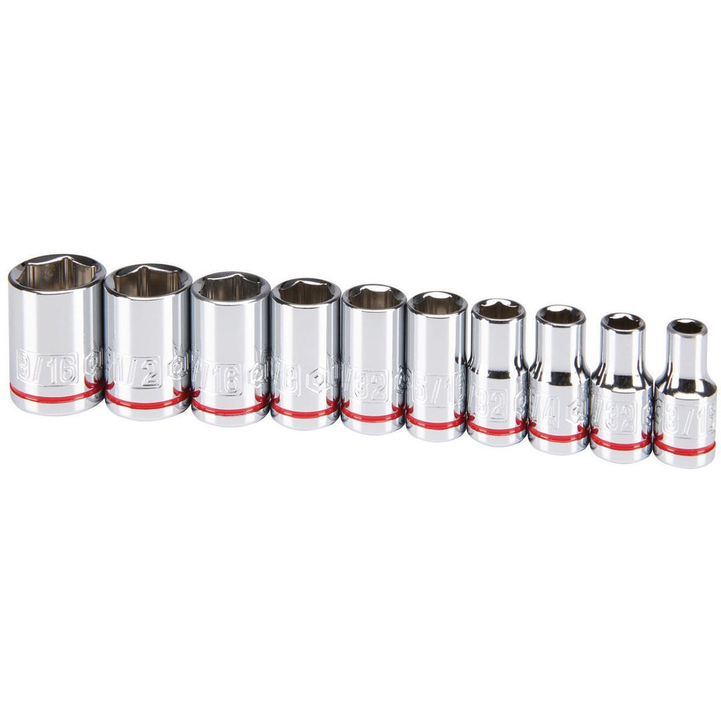 1/4 in. Drive SAE Chrome Socket Set, 10-Piece M3429