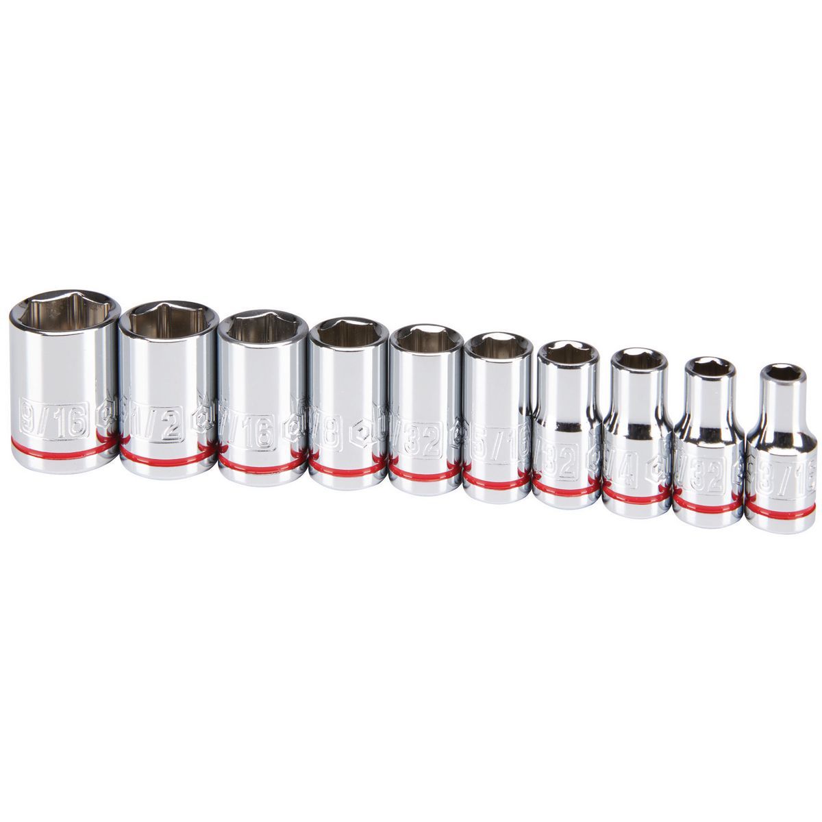1/4 in. Drive SAE Chrome Socket Set, 10-Piece M3429