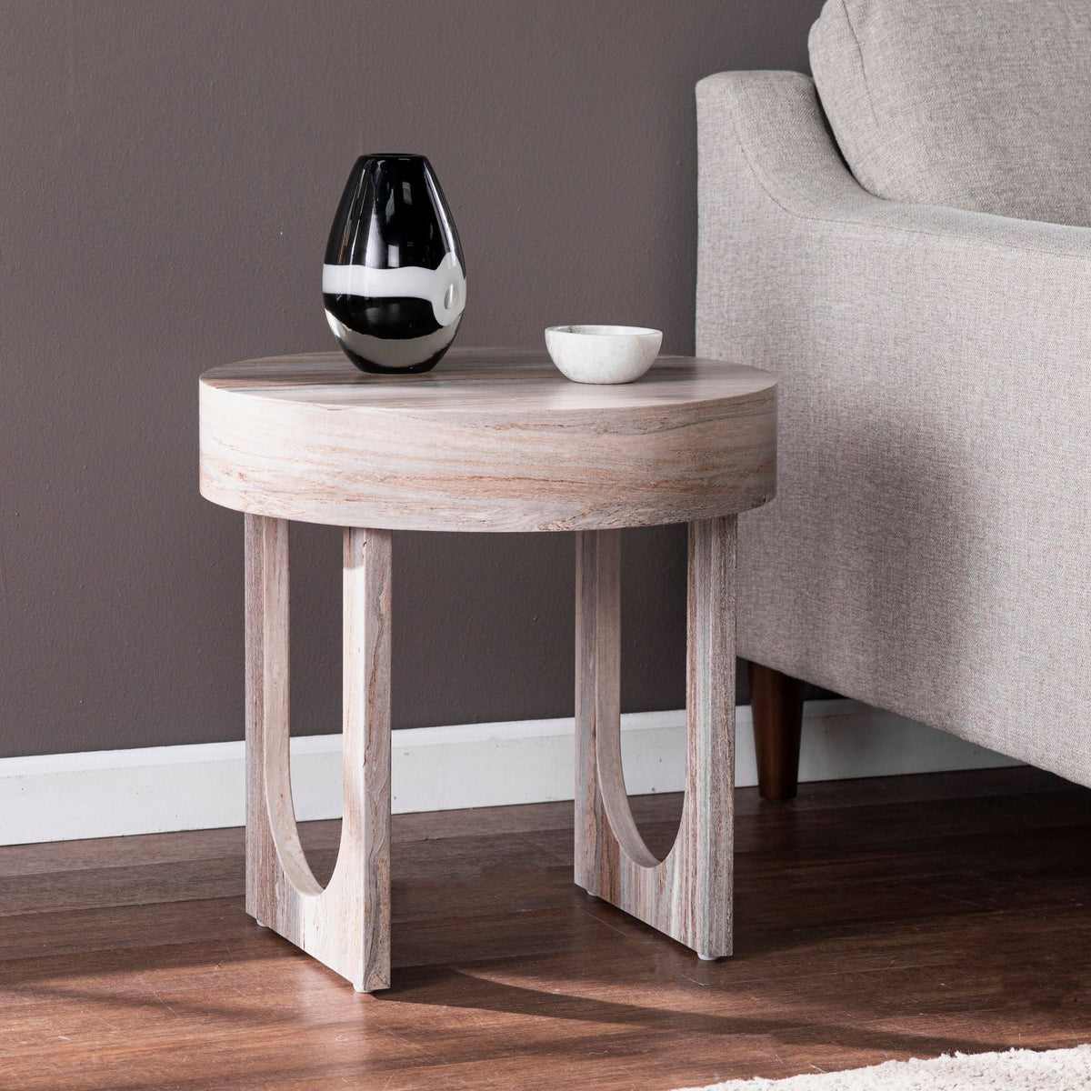 Light Brown Round End Table X9136