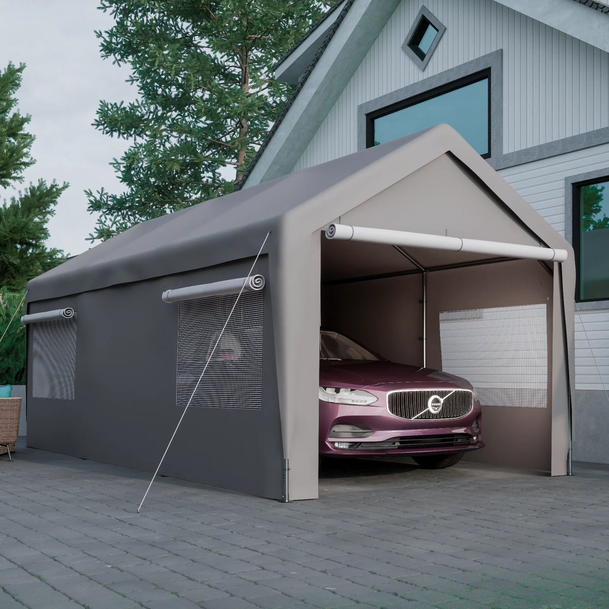 10 x 20 ft. Heavy Duty Steel Outdoor Carport Canopy Y3318
