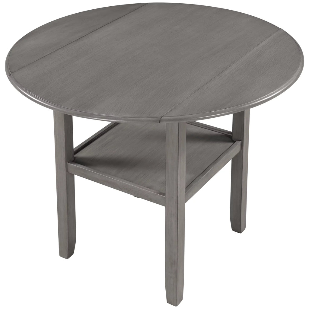 Round Drop Leaf Kitchen Dining Table with Shelf J3322