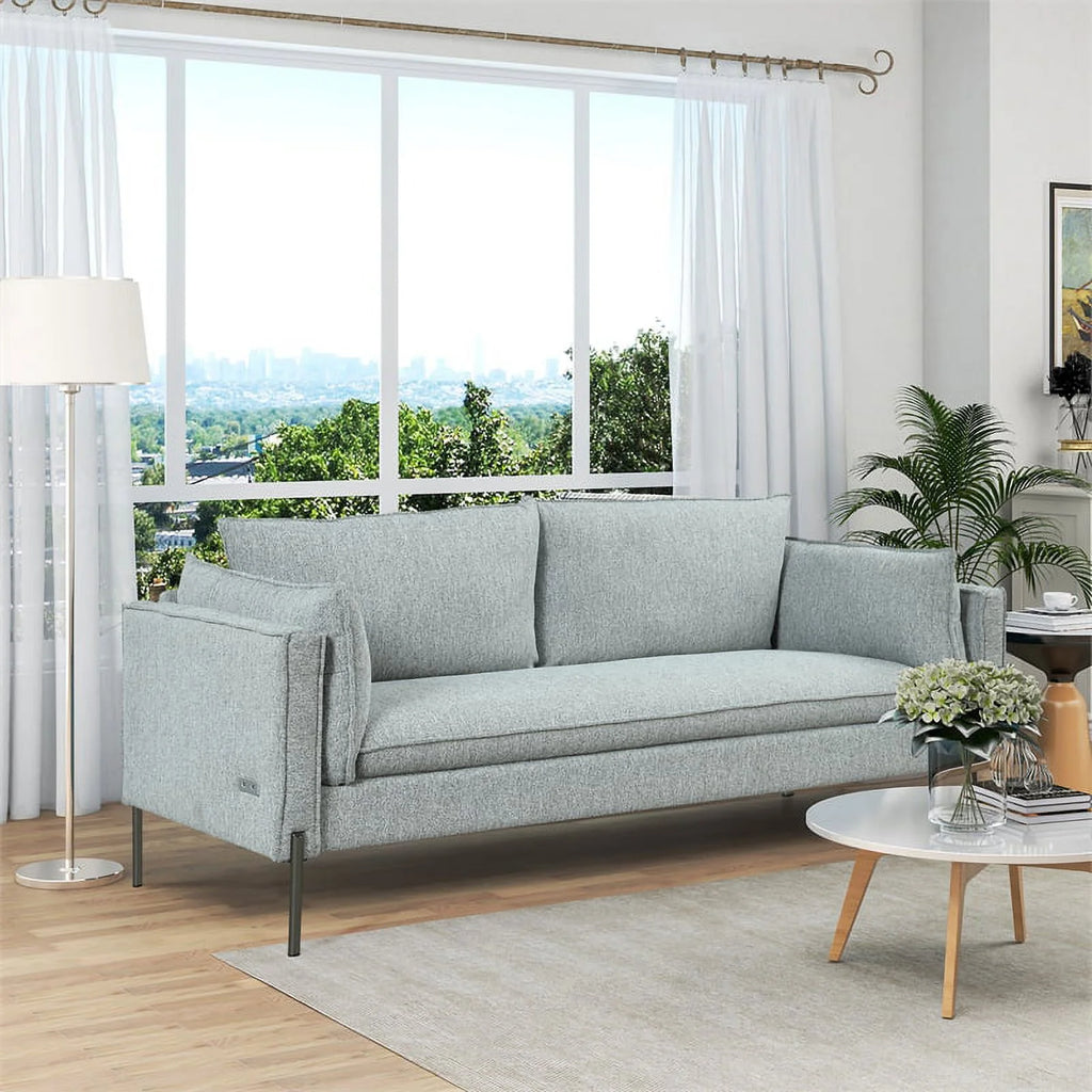 Gray 3 Seat Linen Fabric Sofa F77397