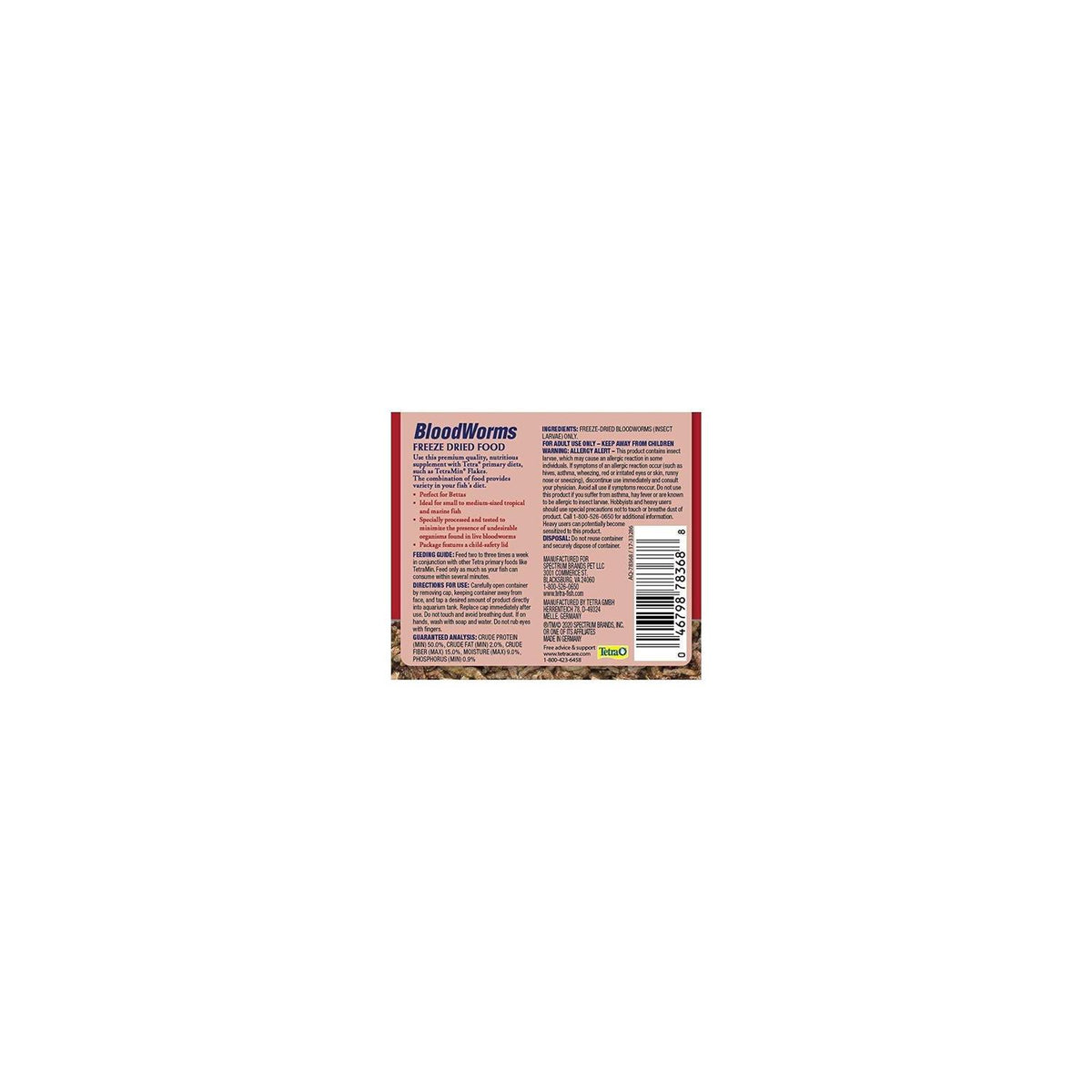 Freeze Dried Bloodworms Fish Food E334466