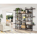 Dark Walnut 6-Tiers Industrial Bookcase L427
