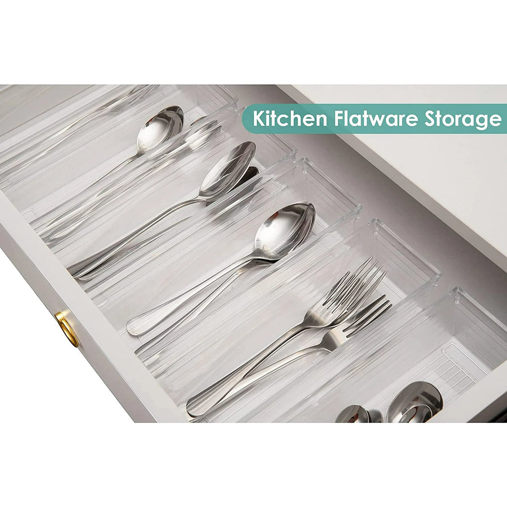 Set of 8 Clear Plastic Drawer Organizer Tray X55629