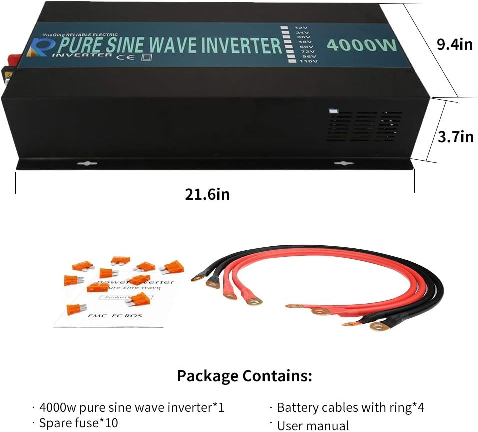 12Vdc to 120Vac 4000W Pure Sine Wave Power Inverter Z43987