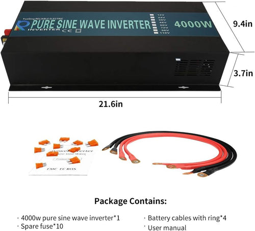 12Vdc to 120Vac 4000W Pure Sine Wave Power Inverter Z43987