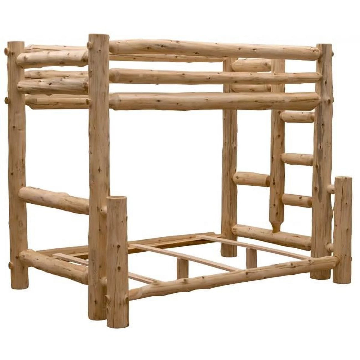 Rustic Natural Cedar Single Ladder Right Log Bunk Bed V91449