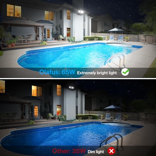 2 Pack 6500K 6000LM Black LED Motion Sensor Outdoor Flood Light Y155452