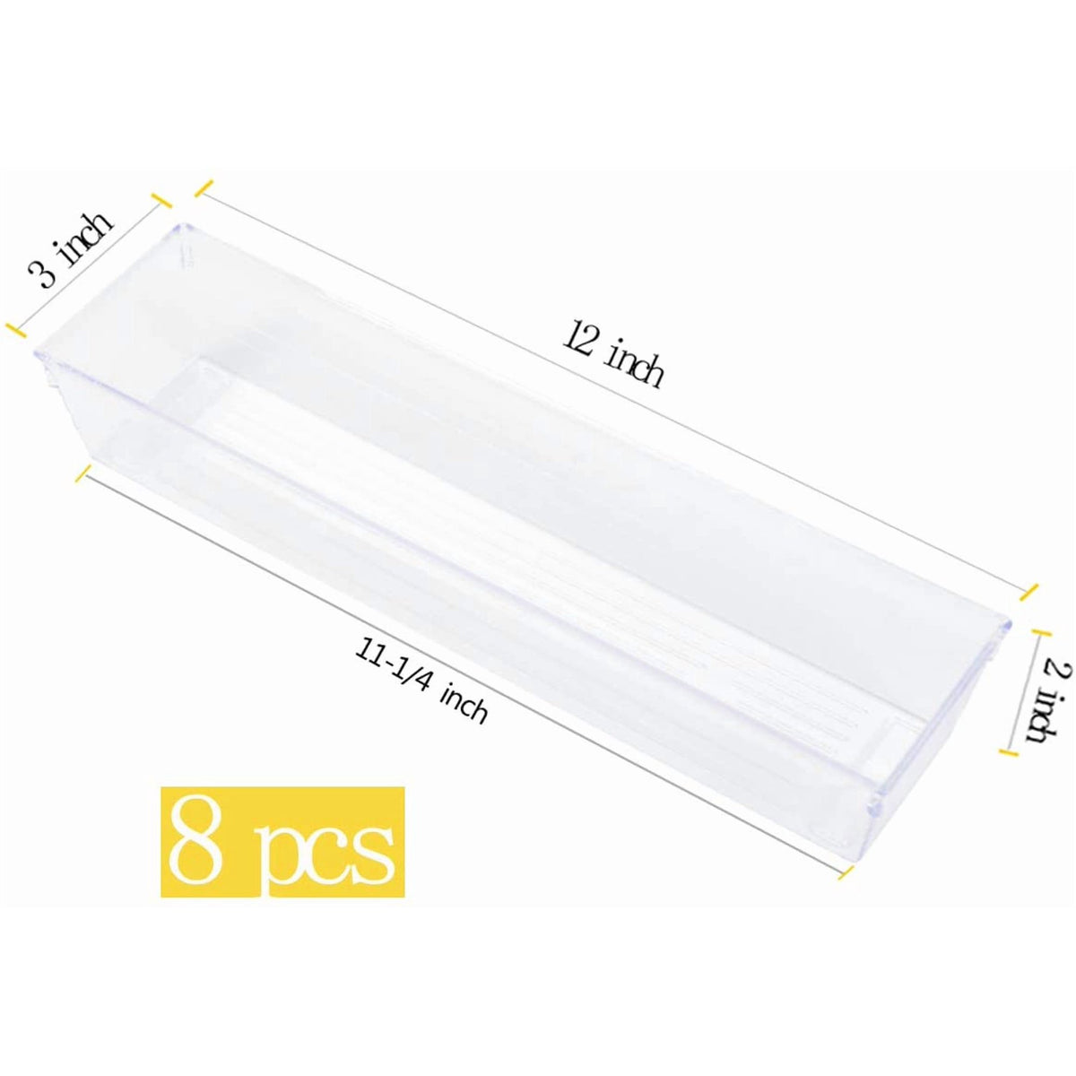 Set of 8 Clear Plastic Drawer Organizer Tray X55629