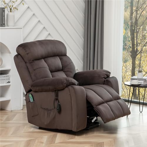 Extra Wide Power Recliner Lift Chair with Heat and Massage (Brown) C374106