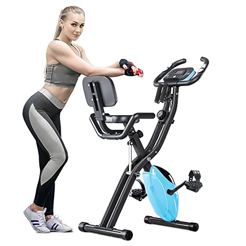 2 In 1 Recumbent Exercise Bike and Upright Indoor Cycling Bike with 16 Level Magnetic Resistance D938