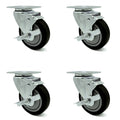 Black Poly Swivel Caster Set of 4 with 4x22 Wheel I39943