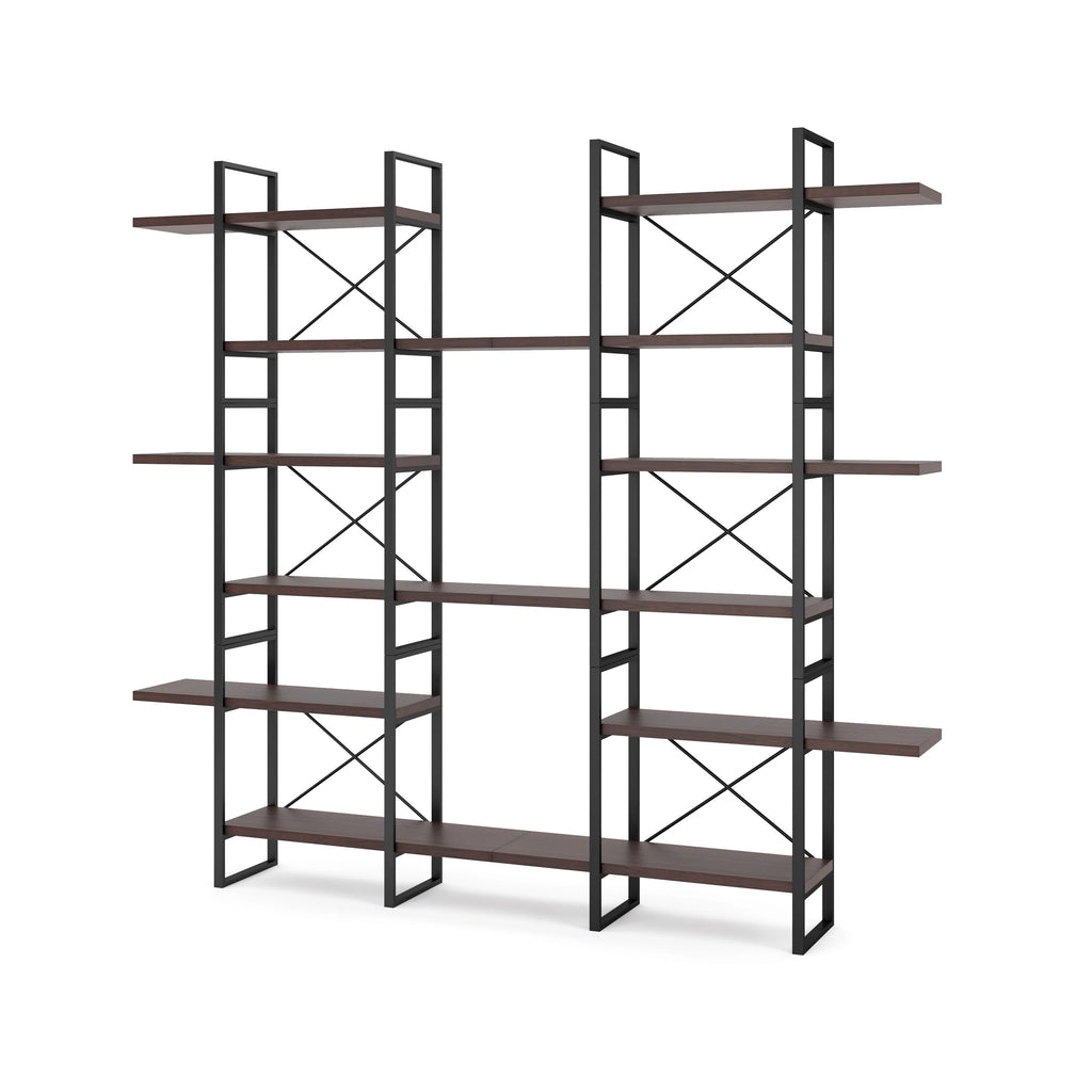 Dark Walnut 6-Tiers Industrial Bookcase L427