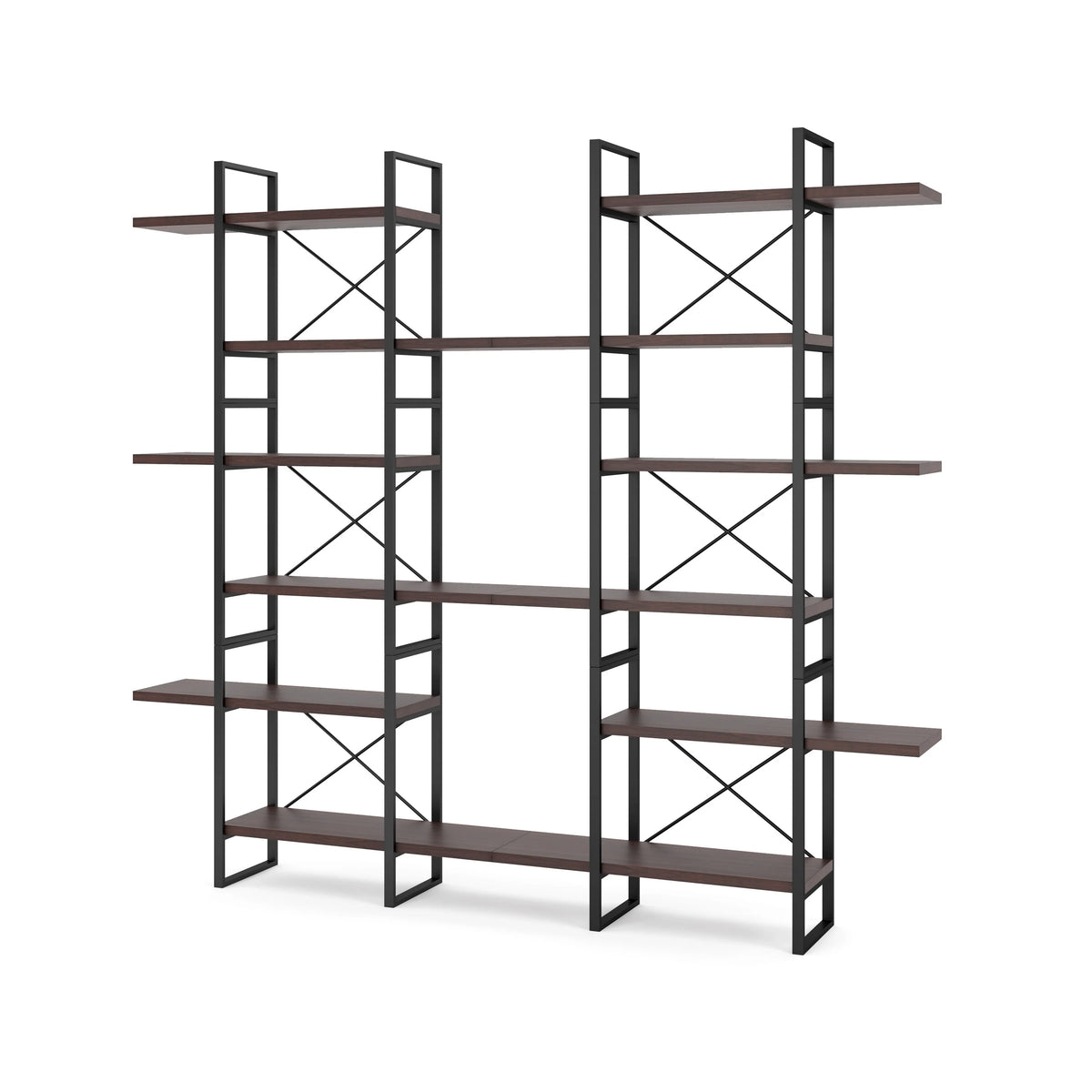 Dark Walnut 6-Tiers Industrial Bookcase L427