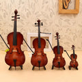 Wooden Mini Violin Model with Stand Playable Tiny Violin Figurine Miniature Musical Instrument Ornament G2369