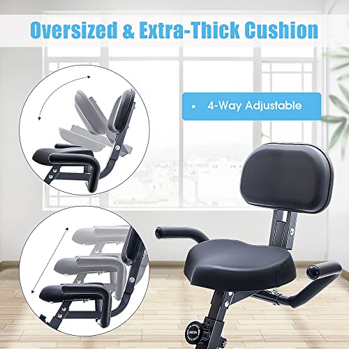 2 In 1 Recumbent Exercise Bike and Upright Indoor Cycling Bike with 16 Level Magnetic Resistance D938