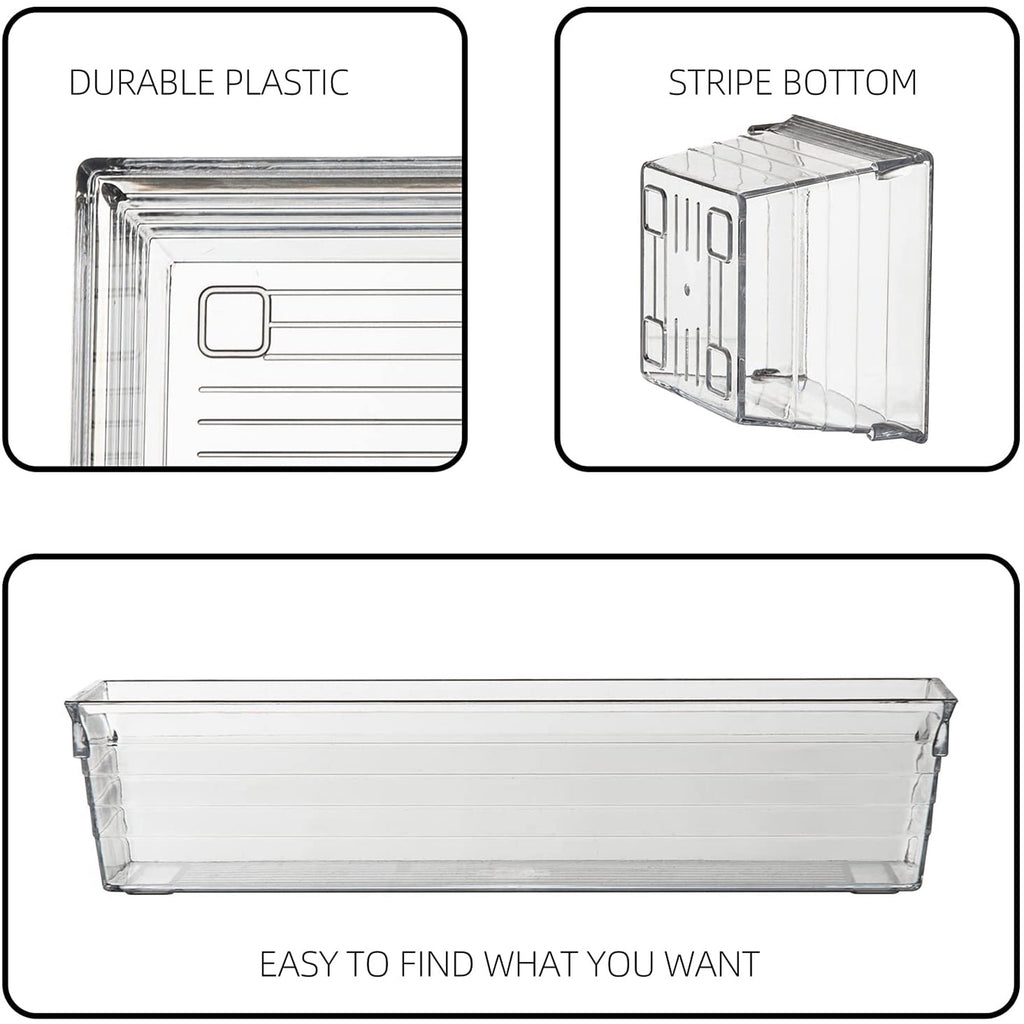 Set of 8 Clear Plastic Drawer Organizer Tray X55629
