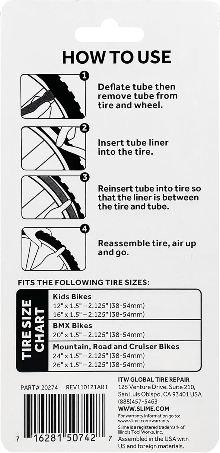 Bike Tube Protectors and Puncture Repair Sealant Bundle for 12-26 x 1.5′′-2.125′′ Tires and 8oz Sealant Bottle I80426
