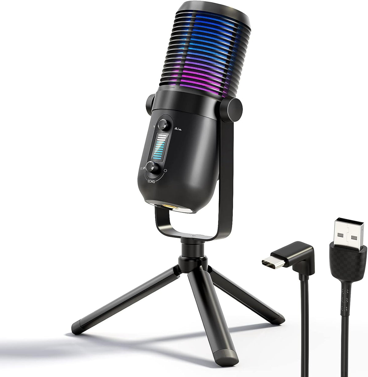 RGB Gaming USB Condenser Microphone with Tripod Stand, Pack of 2 D84277