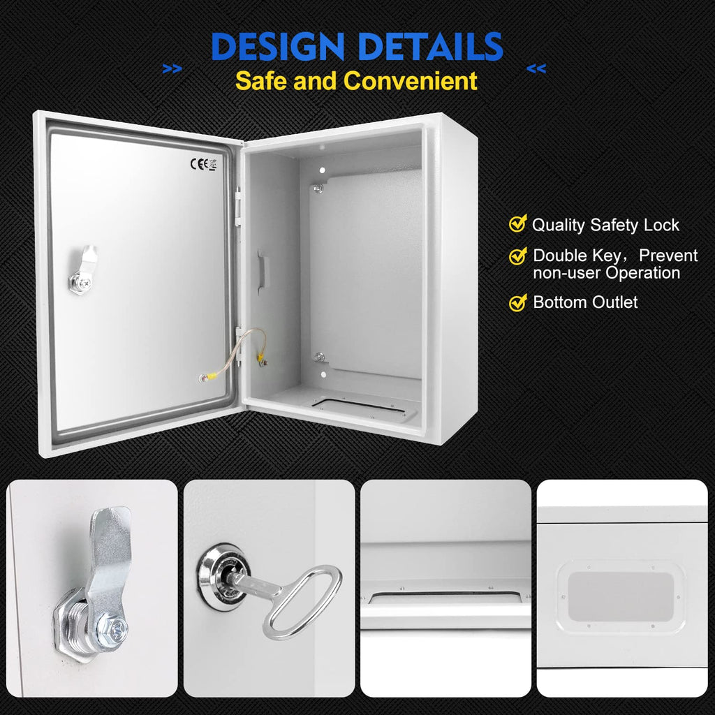12 x 10 x 6'' IP66 Waterproof Steel Electrical Enclosure with Lock L275