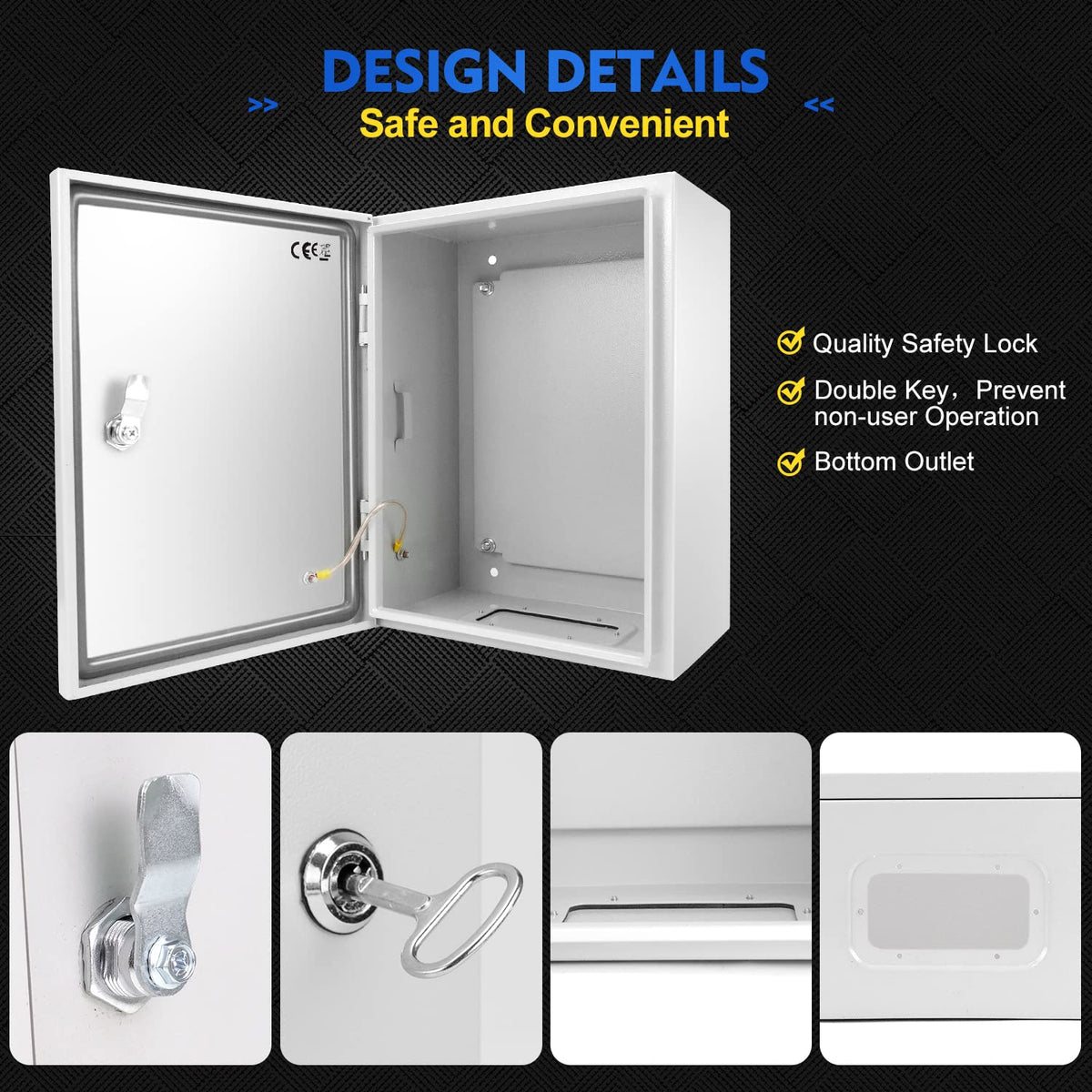 12 x 10 x 6'' IP66 Waterproof Steel Electrical Enclosure with Lock L275