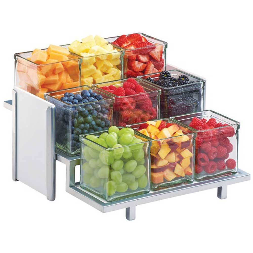 White 3-Tier Bamboo & Silver Steel Nine Jar Display G67903