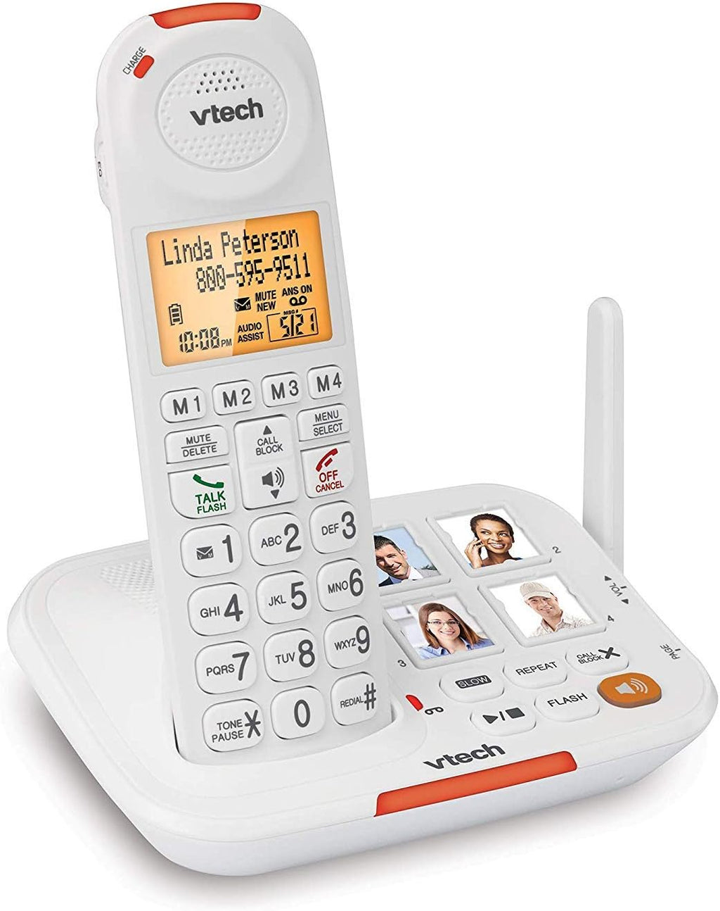 White Amplified Cordless Senior Phone with Answering Machine E93464