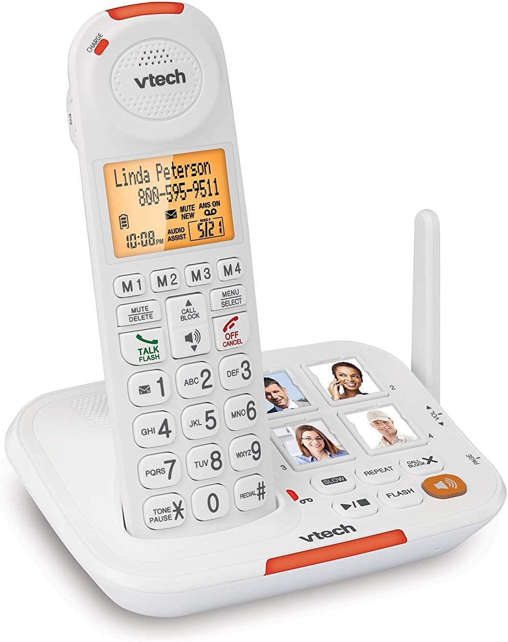 White Amplified Cordless Senior Phone with Answering Machine E93464