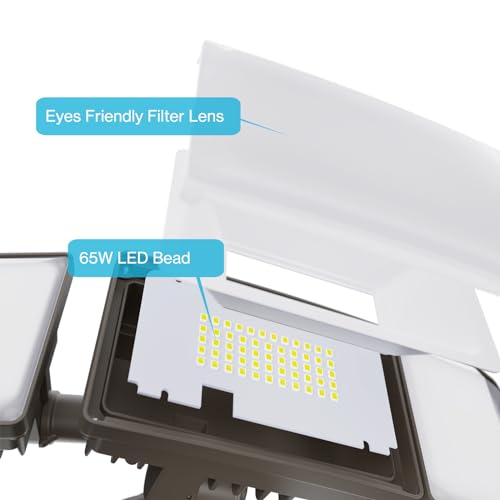2 Pack 6500K 6000LM Black LED Motion Sensor Outdoor Flood Light Y155452