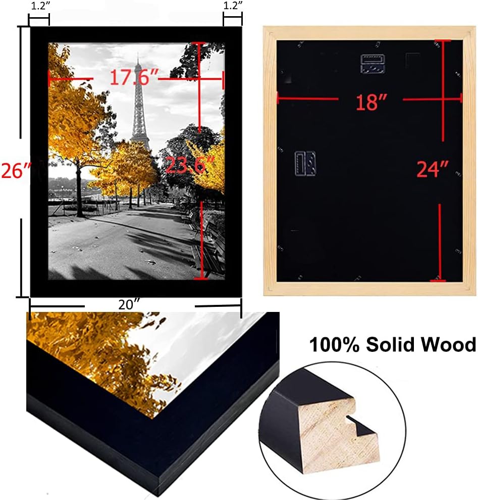 Black 3 Pack 18x24 Picture Frame Solid Wood G76374
