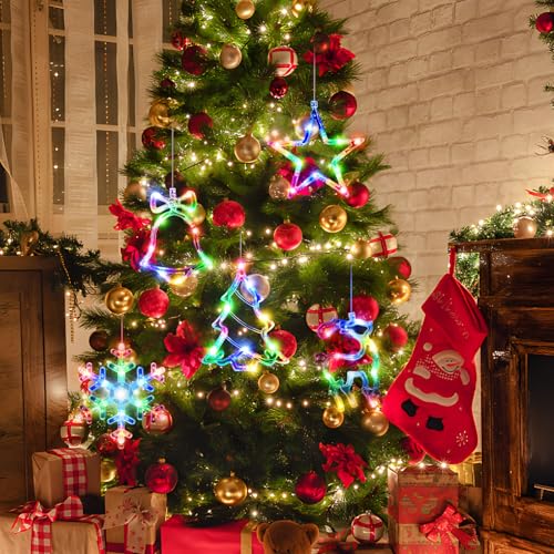 5Pack Christmas Window Lights with Timer, Battery Powered White LED Snowflake Decor A4264