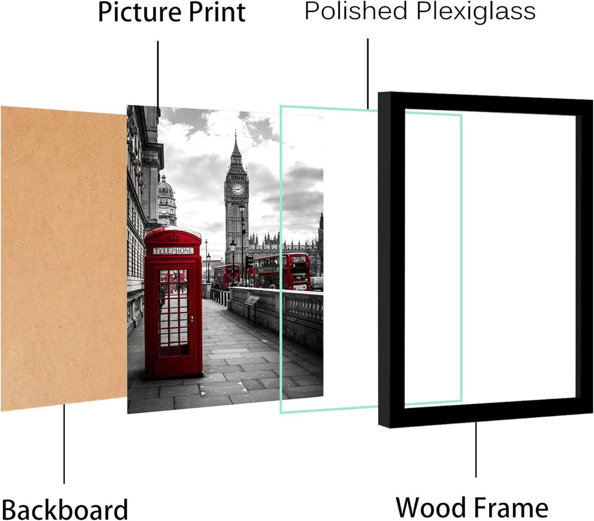 Black 3 Pack 18x24 Picture Frame Solid Wood G76374