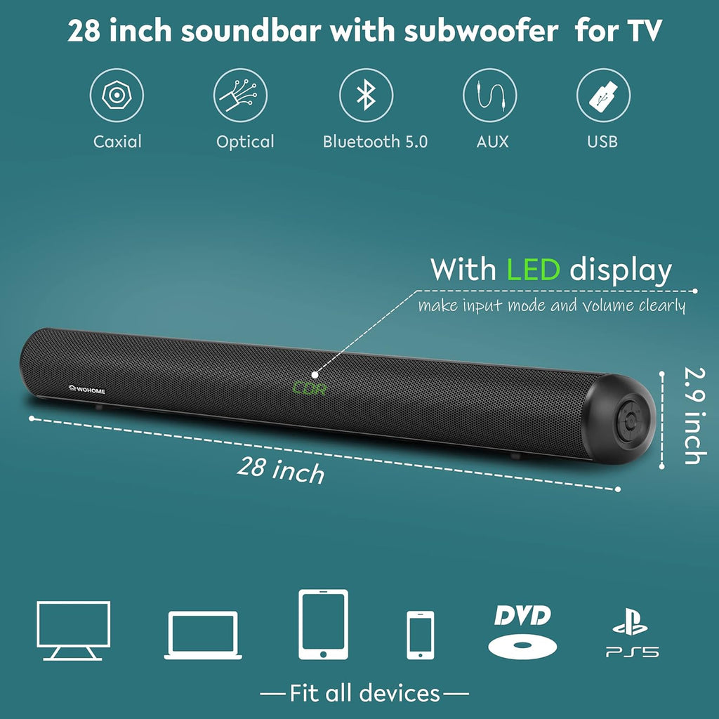 28-INCH 120W Sound Bar with Subwoofer G77894