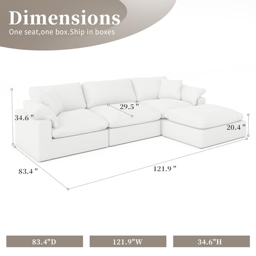 White U-Shaped Sectional Sofa with Detachable Covers A337