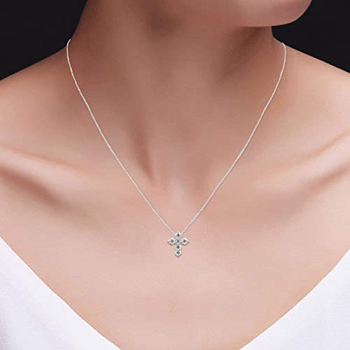 1/2 Carat Round Cut Lab Created Moissanite Diamond Cross Pendant Necklace In 14K Gold Over Sterling Silver With 18" Chain S540290
