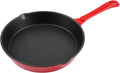 Enameled Cast Iron Skillet 10 Inch Round Fry Pan Cherry Red O926707