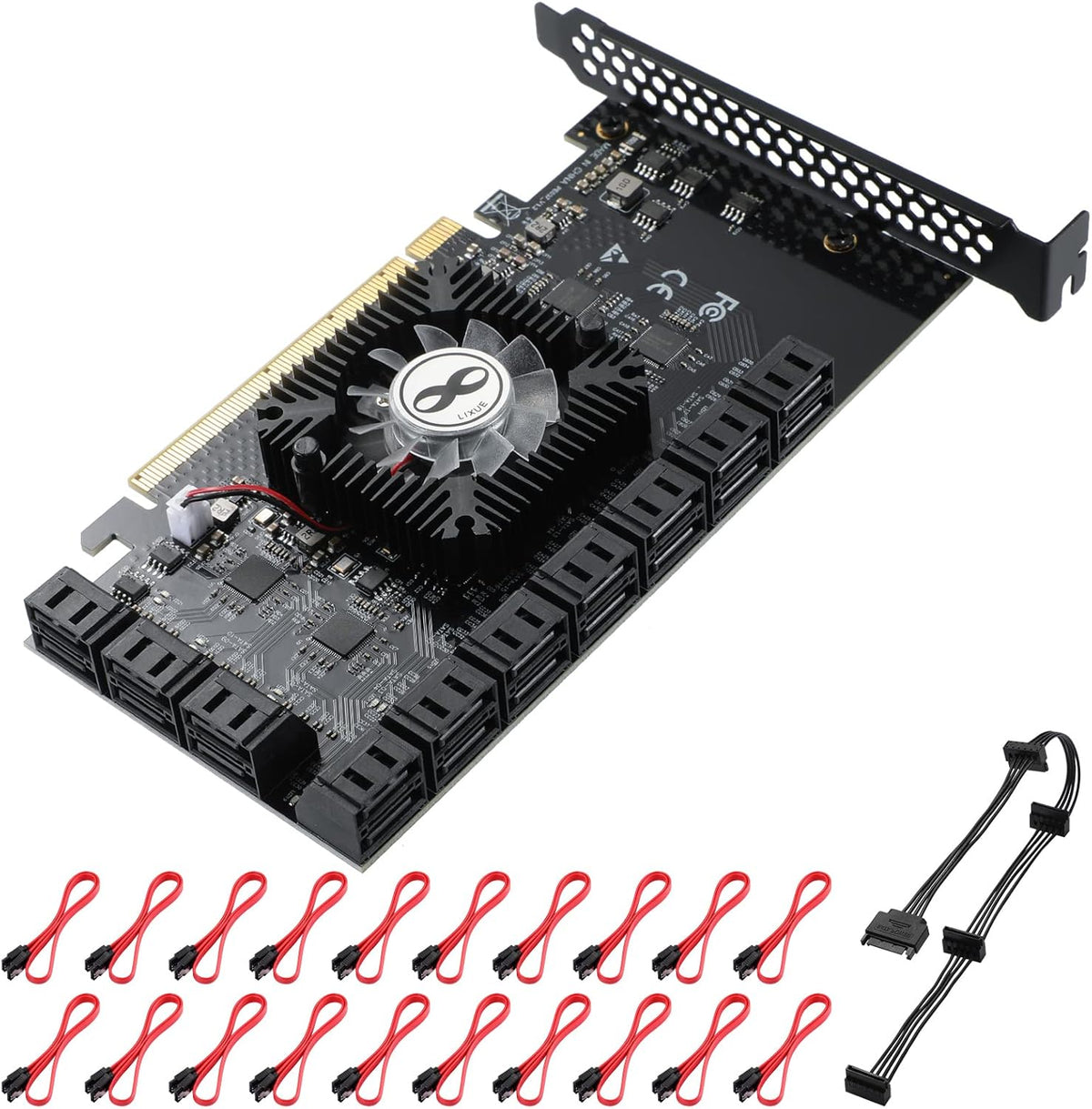 PCIe SATA Card 8 Port with 8 SATA Cables and Low Profile Bracket, Pack of 2 A2565